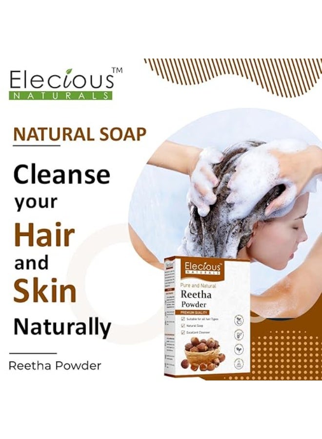 Elecious Pure Reetha Powder for Hair (200 Grams) | Ideal for Hair, Face and Skin | Soapnut powder | 100% Pure and Natural, No Chemcial, No Preservative. - Image 4